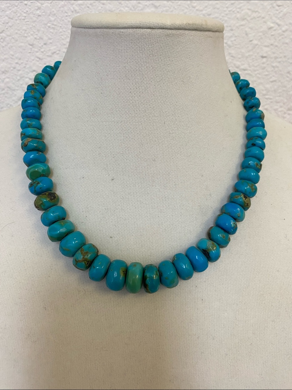 Navajo Torquoise Bead Necklace - Blue Stone Statement Necklace